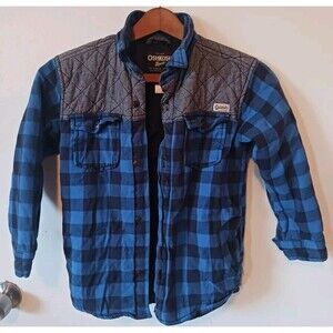 Oshkosh B'gosh youth Boys Girls Size 7 Blue Flannel Lined Jacket